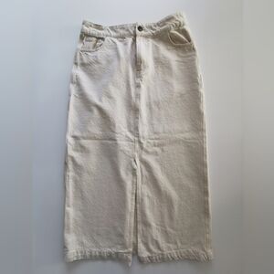 Velvet Heart Denim Paulina Cream Front Slit Demin Midi Skirt